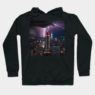 Iconic World Landmarks During A Thunderstorm : The Empire State Building New York Hoodie